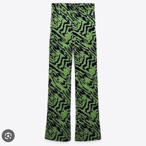 Zara Green Zebra Velvet Trousers